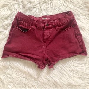 Old Navy distressed maroon jean shorts, 8